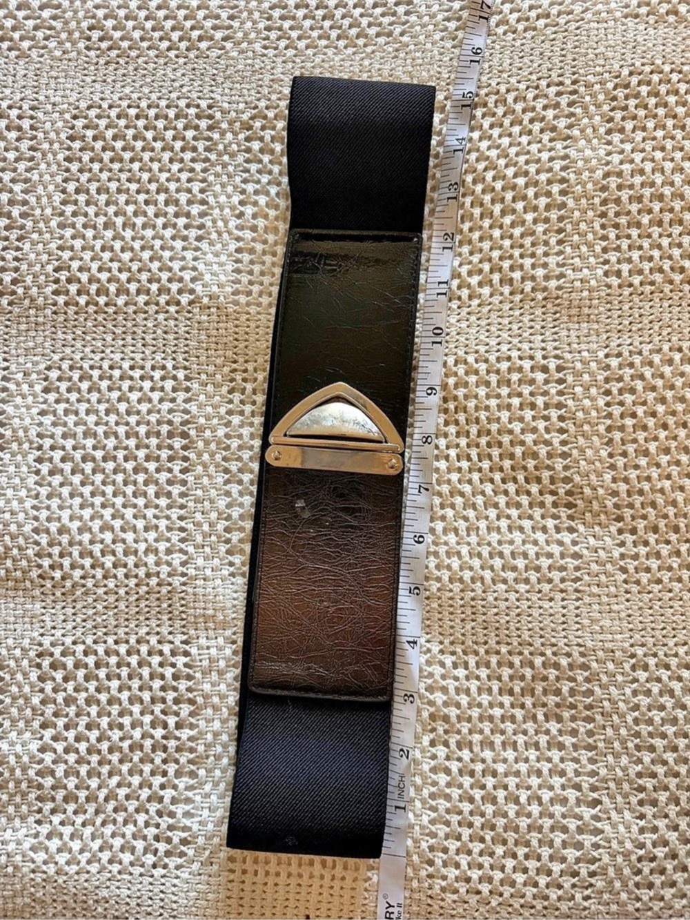 VTG Le Chateau Elastic Wide Waist Belt M/L ~ black & silver